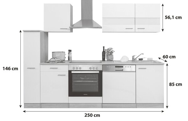 KUCHYŇSKÝ BLOK 250 cm Respekta - Online Only kuchyňské linky, Online Only