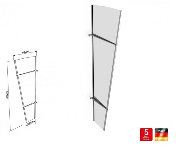 Schulte Polymer Lightline L boční stěna Nerez