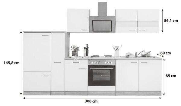 KUCHYŇSKÝ BLOK 300 cm Respekta - Online Only kuchyňské linky, Online Only