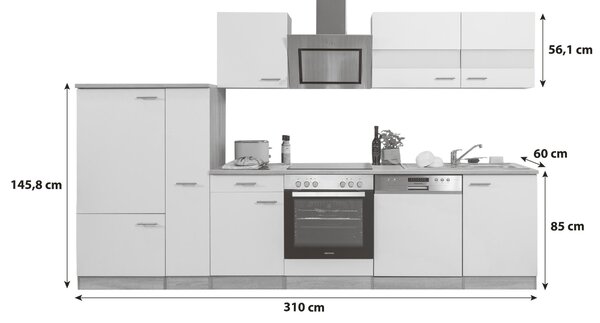 KUCHYŇSKÝ BLOK 310 cm Respekta - Online Only kuchyňské linky, Online Only