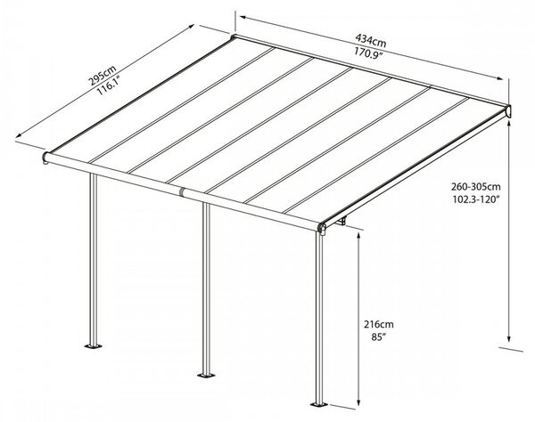 Palram Hliníková pergola, Palram, Capri antracit 5,46 m
