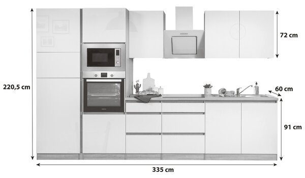 KUCHYŇSKÝ BLOK 335 cm Respekta - Online Only kuchyňské linky, Online Only