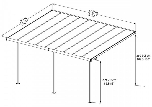 Palram Hliníková pergola, Palram, Capri antracit 5,46 m