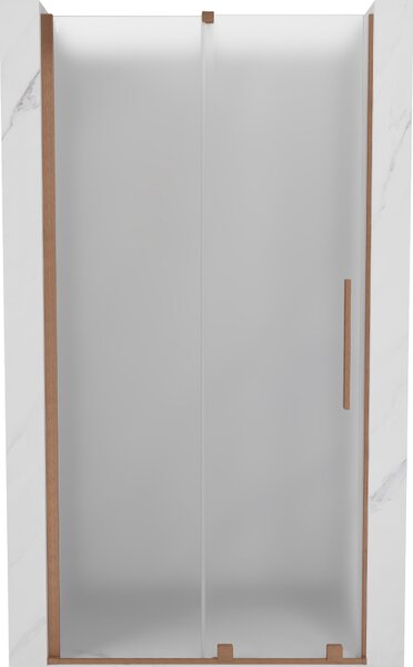 Mexen Velar, posuvné sprchové dveře do otvoru 90 cm, 8mm sklo námraza, měděná matná, 871-090-000-31-65