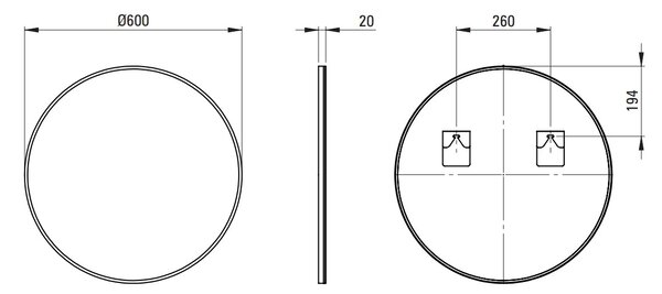 Deante Round, kulaté zrcadlo v černém rámu 60 cm, černá matná, DEA-ADR_N831