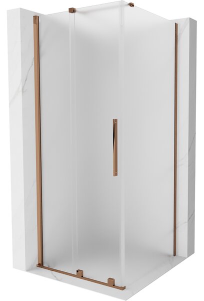 Mexen Velar, sprchový kout s posuvnými dveřmi 110 x 110 cm, 8mm sklo námraza, růžové zlato, 871-110-110-31-55