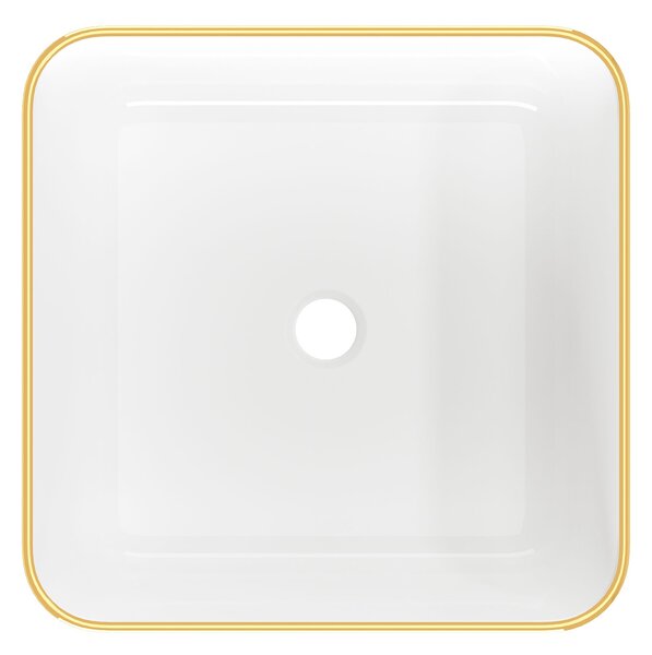 Invena Malaga, umyvadlo na desku 39x39x14 cm, bílá-zlatá, INV-CE-39-013-W