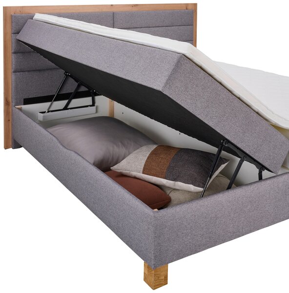 POSTEL BOXSPRING, 180/200 cm, šedá, dub artisan Carryhome - Postele s úložným prostorem