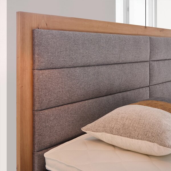 POSTEL BOXSPRING, 180/200 cm, šedá, dub artisan Carryhome - Postele s úložným prostorem