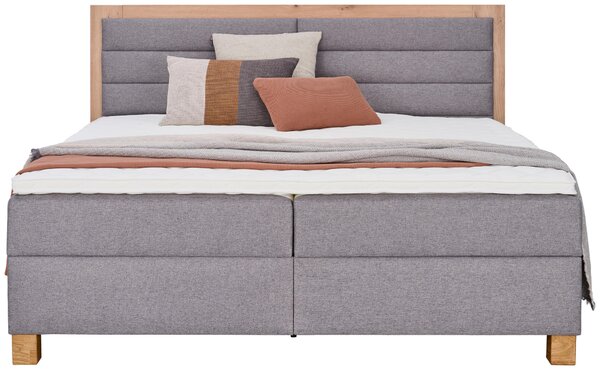 POSTEL BOXSPRING, 180/200 cm, šedá, dub artisan Carryhome - Postele s úložným prostorem