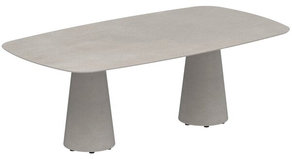Royal Botania Betonový jídelní stůl Conix, Royal Botania, oválný 220x120x75 cm, podnož beton cement grey, deska keramika white
