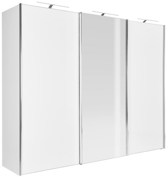 ŠATNÍ SKŘÍŇ SE ZRCADLEM, bílá, 250/222/68 cm Moderano - Šatní skříně