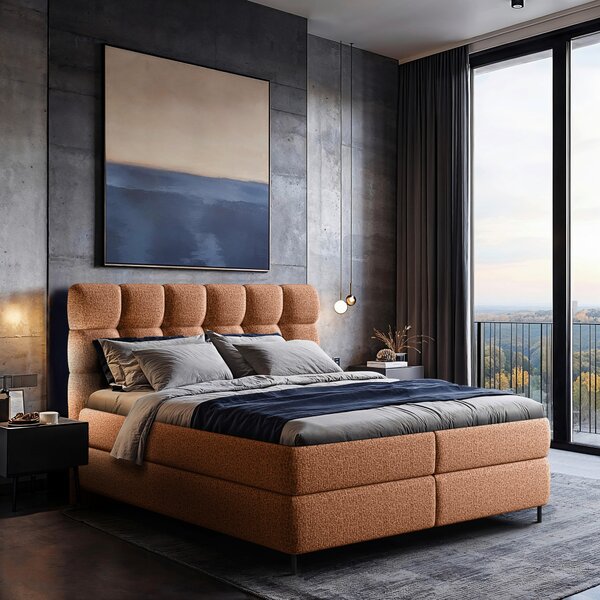 POSTEL BOXSPRING, 180/200 cm, rezavá Esposa - Manželské postele