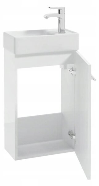 Erga Kim, závěsná WC skříňka 39x21x60 cm + keramické umyvadlo 40cm, bílá lesklá, ERG-207-D-04003+1406
