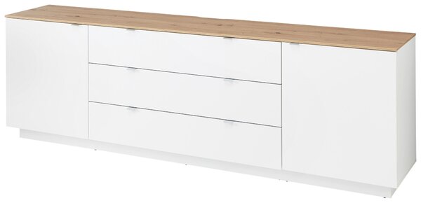 NÍZKÁ KOMODA, bílá, dub artisan, 240/77/44 cm MID.YOU - Komody bílé, Online Only