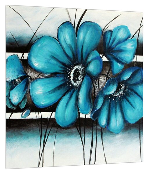 Obraz modrých květů (30x30 cm)
