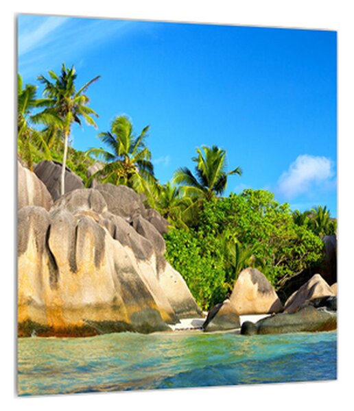 Obraz mořské pláže s palmami (30x30 cm)