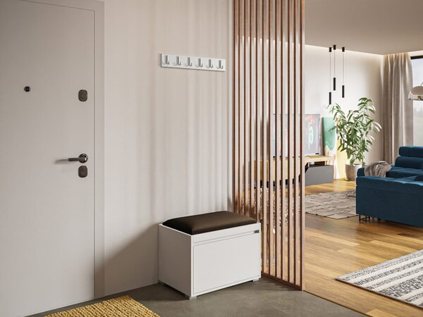 Nábytek do předsíně Konkor 60 + čalouněný nástěnný panel Pag 60x30, Barva: bílá, Barva látek:: Manila 09 5903211043970