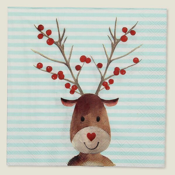 Vánoční ubrousky Reindeer Stripes 20 szt