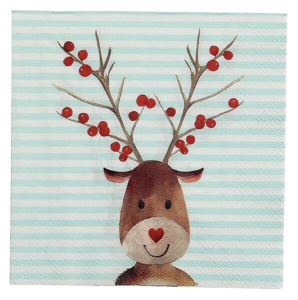 Vánoční ubrousky Reindeer Stripes 20 szt