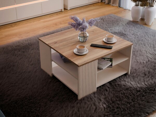 KONFERENČNÍ STOLEK, pískové barvy, kompozitní dřevo, 80/45/80 cm Hom`in - Konferenční stolky