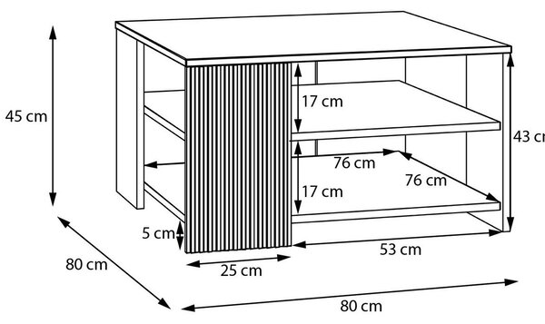 KONFERENČNÍ STOLEK, pískové barvy, kompozitní dřevo, 80/45/80 cm Hom`in - Konferenční stolky