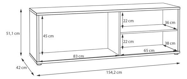 KOMODA POD TELEVIZI, pískové barvy, 154,2/51,1/42 cm Xora - TV stolky & komody pod TV