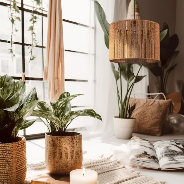 Toolight BOHO, stropní svítidlo o průměru 30cm 1xE27 APP1324-1CP, černá-hnědá, OSW-02411