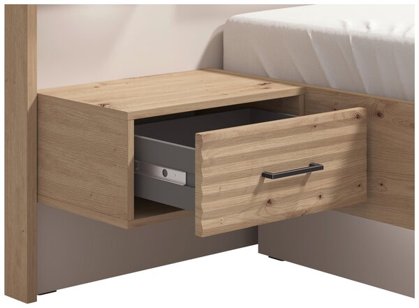 POSTEL S NOČNÍMI STOLKY, 160/200 cm, kašmírová, dub artisan Xora - Postele s nočními stolky
