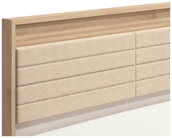 POSTEL, 180/200 cm, béžová, kašmírová, dub artisan Xora - Manželské postele