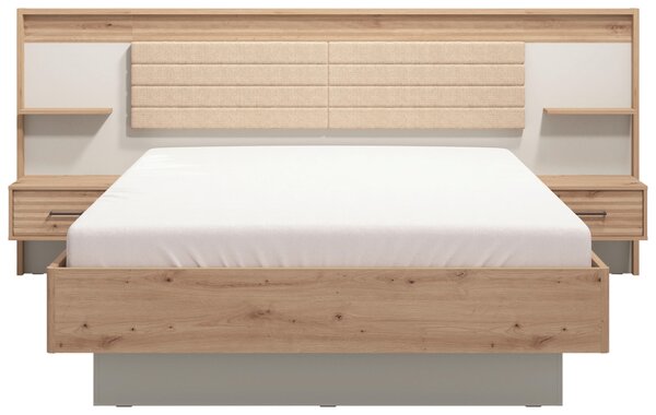 POSTEL S NOČNÍMI STOLKY, 160/200 cm, kašmírová, dub artisan Xora - Postele s nočními stolky