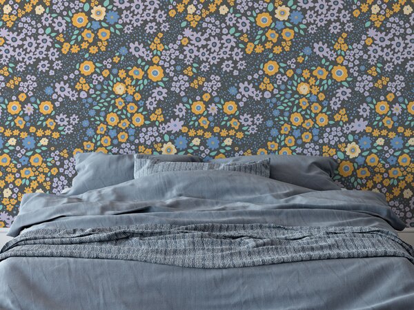 FUGU Květinová tapeta na zeď - Letní kvítky lavender Materiál: Digitální eko vlies - klasická tapeta nesamolepicí