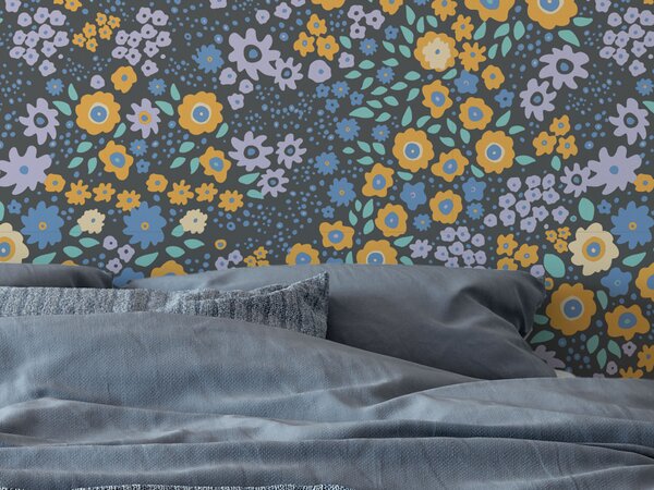 FUGU Květinová tapeta na zeď - Letní kvítky lavender Materiál: Digitální eko vlies - klasická tapeta nesamolepicí