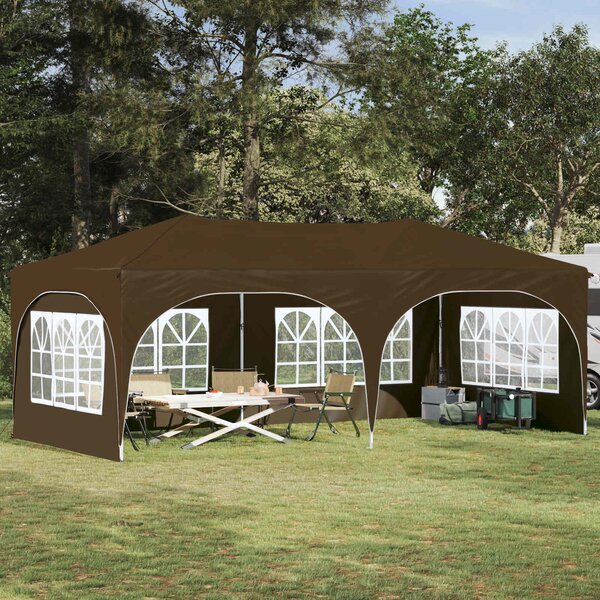 Párty stan s výsuvným stánkem 575 x 288 x 245 cm Taupe