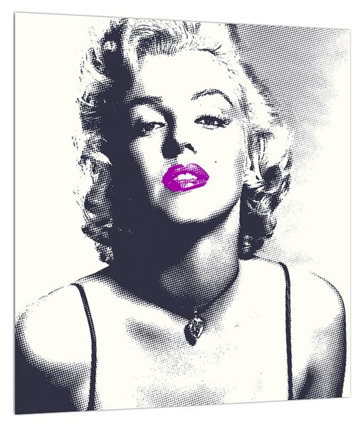 Obraz Marilyn Monroe s fialovými rty (30x30 cm)