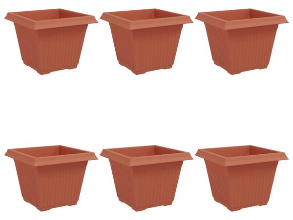 Čtvercový květináč 6 pcs Cihlově červená 43 x 43 x 33,5 cm