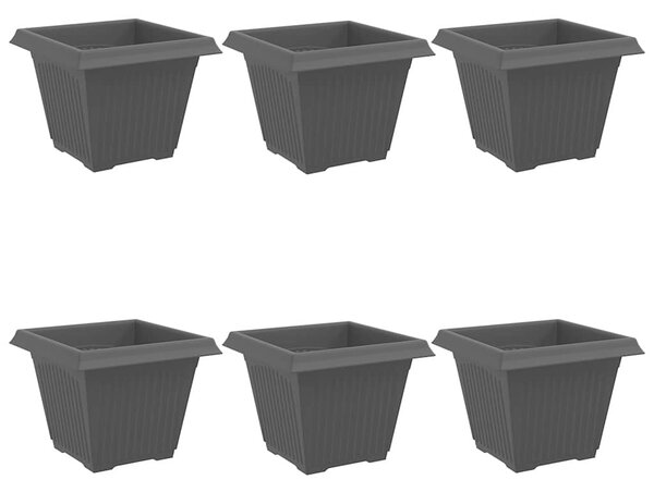Čtvercový květináč 6 pcs Černá 38 x 38 x 30 cm Plast
