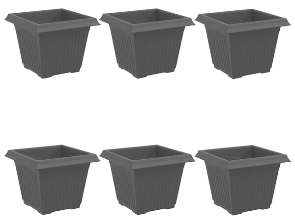Čtvercový květináč 6 pcs Černá 33 x 33 x 26 cm Plast