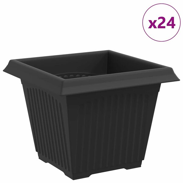 Čtvercový květináč 24 pcs Černá 33 x 33 x 26 cm Plast