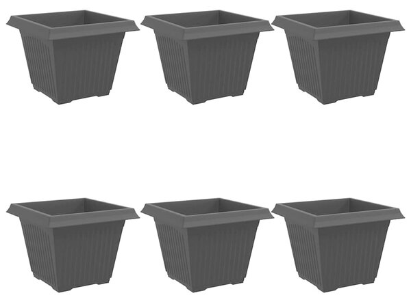 Čtvercový květináč 6 pcs Černá 43 x 43 x 33,5 cm Plast