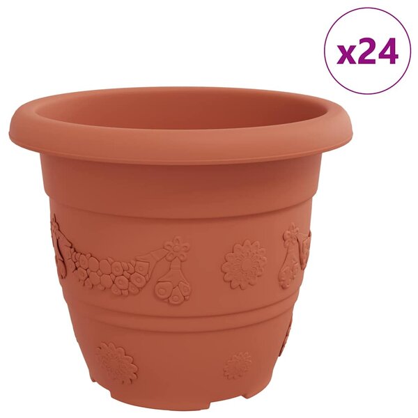 Kulatý květináč 24 pcs Cihlově červená Ø 30 x 25 cm Plast