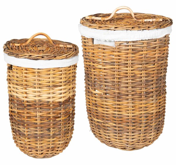 Koš na prádlo s víkem 2 pcs Přírodní hnědá Kubu ratan