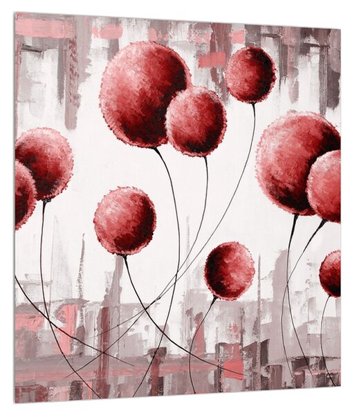 Abstraktní obraz - červené balónky (30x30 cm)