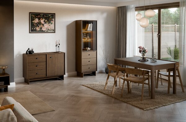 Comad Vitrína Yori Villa 60 s dvířky a třemi zásuvkami - ořech villa