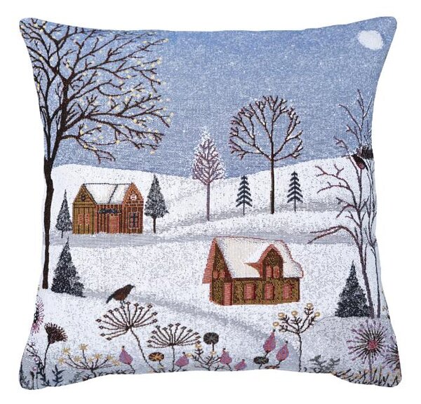 Povlak MOTIV zimní krajina bílomodrá 45 x 45 cm