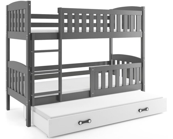 Patrová postel KUBUS 3 + matrace + rošt ZDARMA, 80x190, grafitová, bílý