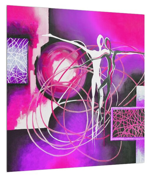 Abstraktní obraz fialových tanečníků (40x40 cm)