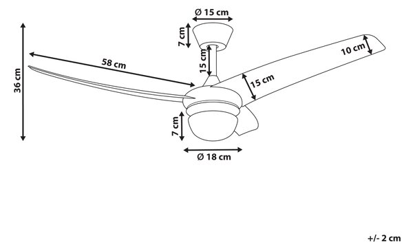 Stropní ventilátor se světlem JIBOA s dálkovým ovládáním Černá
