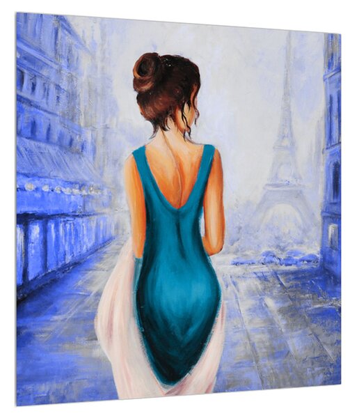 Obraz ženy a Eiffelovy věže (40x40 cm)