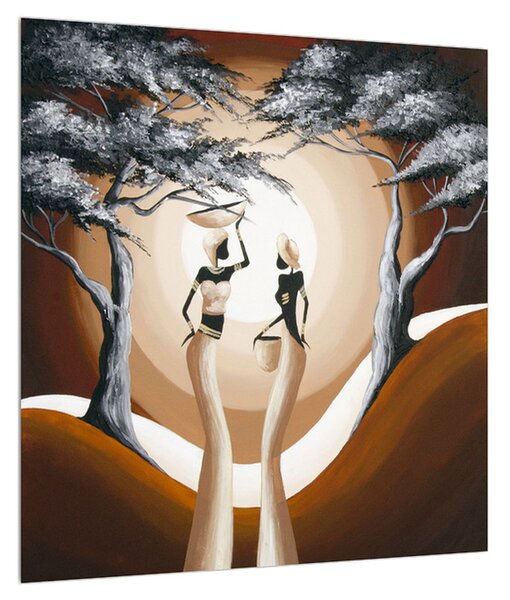 Orientální obraz dvou žen a stromu (40x40 cm)